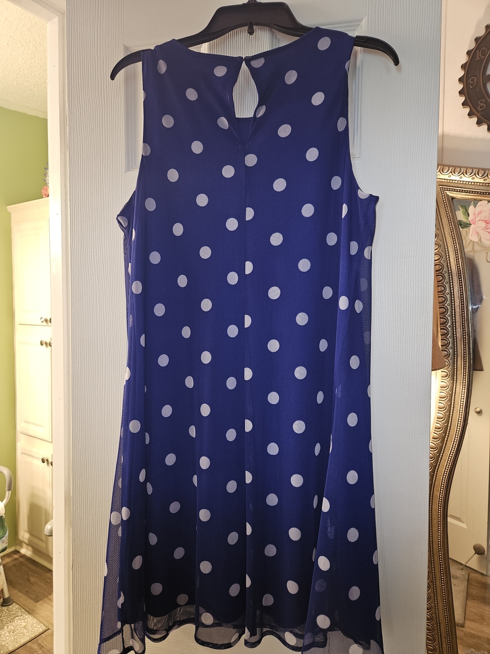 DKNY Blue Polka Dot Sleeveless Mini Dress